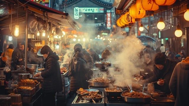 夏日夜幕下的消费场景：烧烤摊与小吃店热闹非凡，但一位顾客的行为引发争议