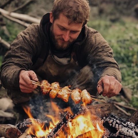 烧烤野食：如何制作美味的烧野食，使用无骨鸡块、水牛芝士等材料，调味并调整口味，适合炎热夏季享用