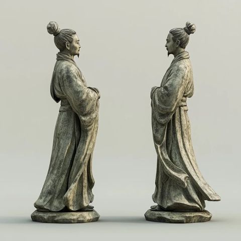 唐仕女俑国学文化艺术品古代宫廷生活彩绘骑马俑一对儿手工艺品