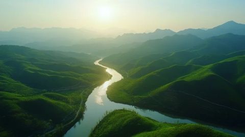 北江，水系遥远流长，水资源丰富，沿江两岸，山高浅峰，树木成林，郁郁忽怱