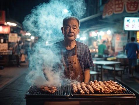 澄迈老城新鲜美食推荐：伍学长羊肉串夹烧饼