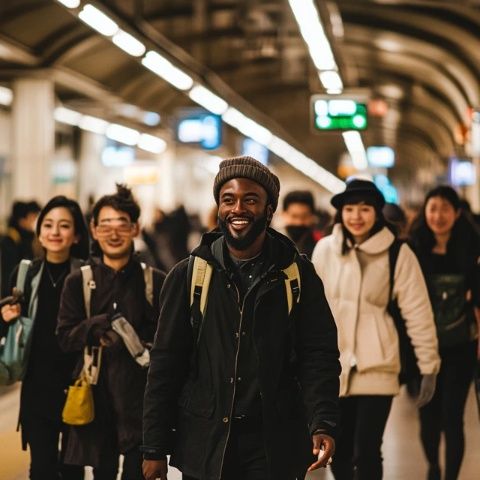 第三天的日本自由行，游客从金泽火车站乘坐新干线前往高山，欣赏了白天的鼓门和喷泉