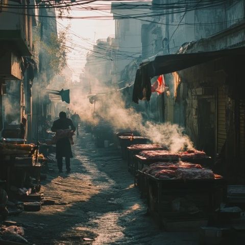 打卡福州达明路中段的倔爷深夜街头烤肉，大壮牛什的边上进去