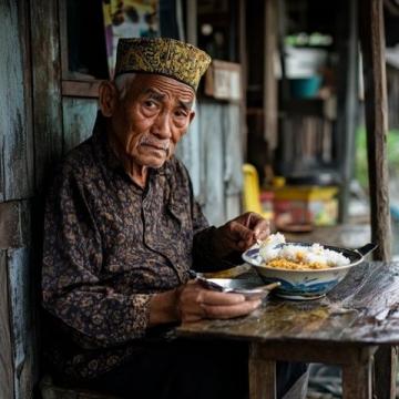 这个老头经常来我家蹭吃蹭喝，他就是我的老丈人，吃饭的时候总是不上桌